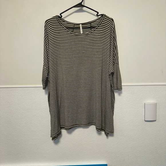 Women's mittoshop Striped Top Size S/M Green and White Oversized - Picture 4 of 12